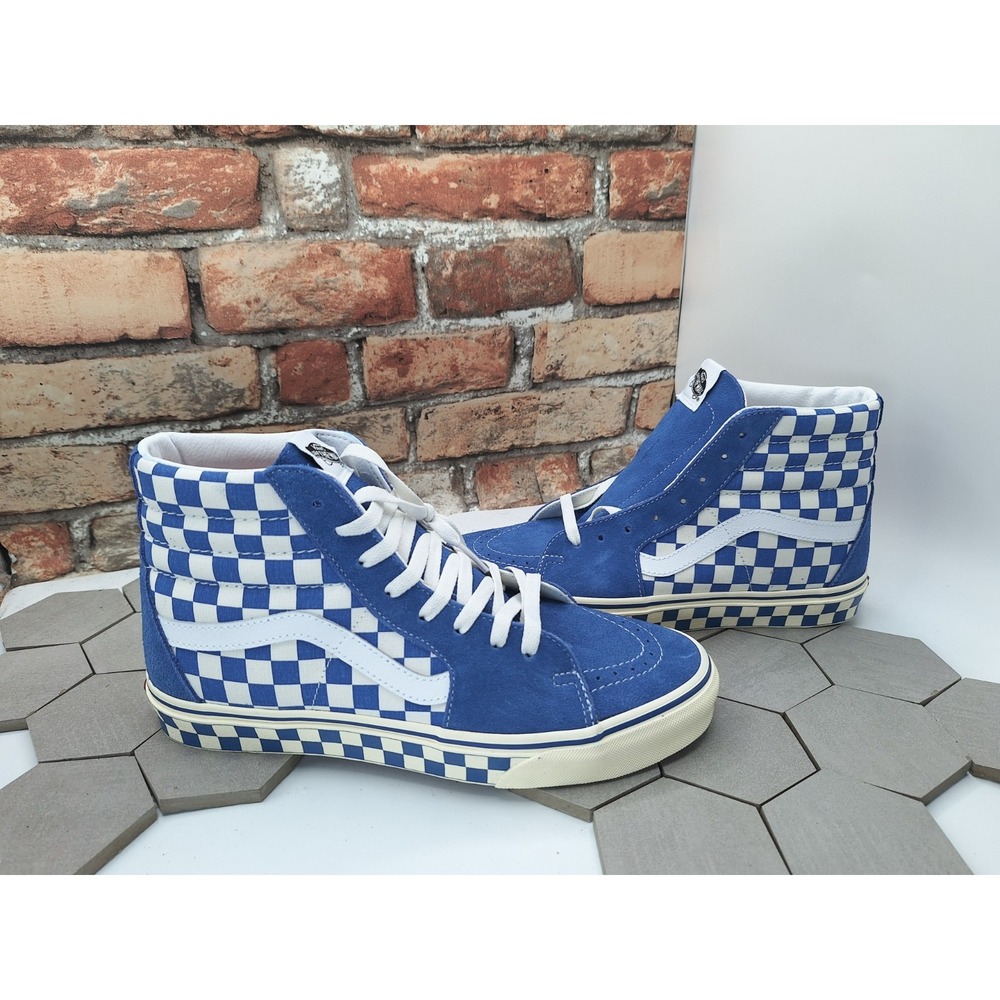 Vans Sk8-Hi Checkerboard Sidewall Classic Blue White Men Sz 11.5 Awake NY Style
